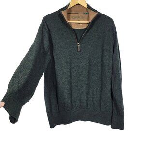 Men's Orvis 100% Merino Wool 1/4 Zip Pullover Sweater Dark Green Size L